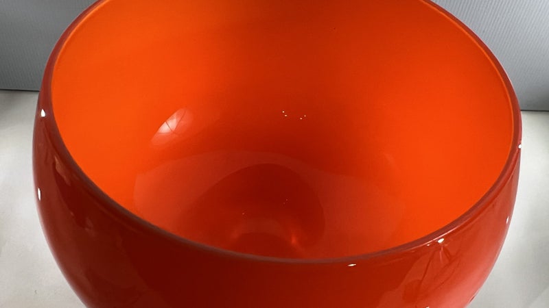 Large Vintage Empoli Italian Glass Vase – Vivid Orange Carousel 6