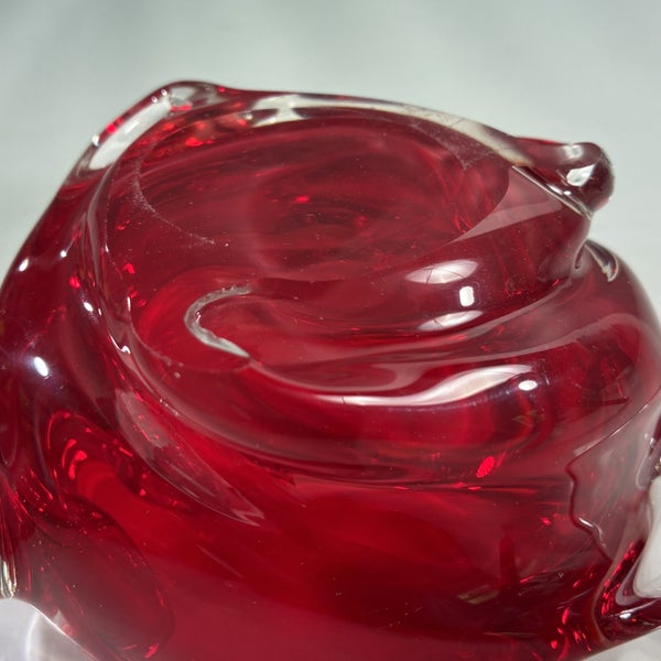 Vintage Red Art Glass Dish – Attributed Murano, Italy Carousel 7