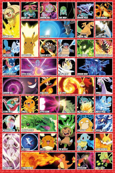 Pokemon ~ Moves ~ Large Gaming Maxi Poster Carousel 1