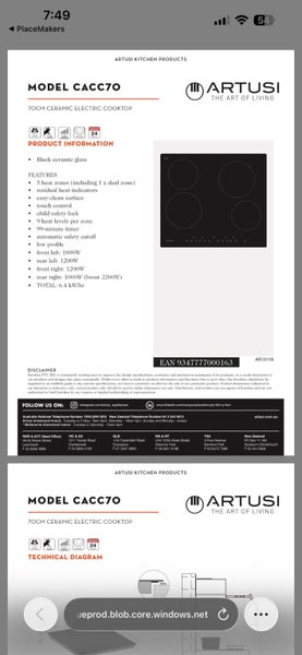 Artusi Built-In Ceramic Electric Cooktop 700mm Black Carousel 2