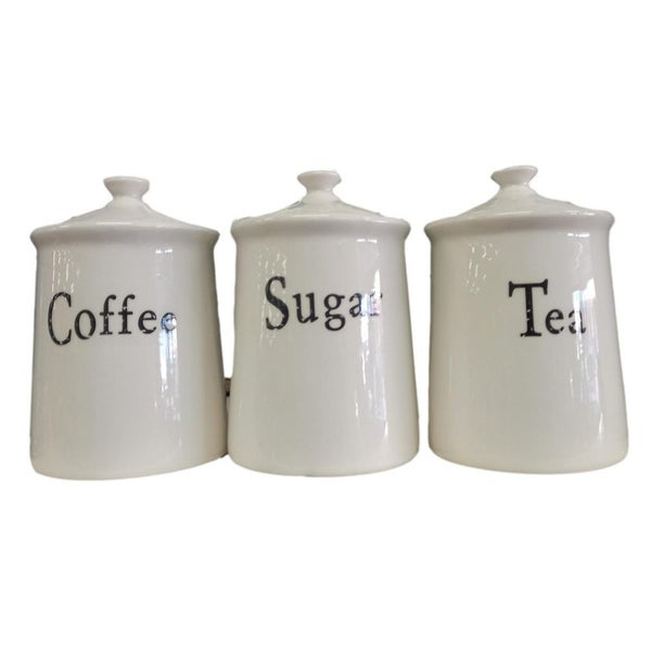 Kitchen Canisters Set of 3 Rustic Vintage Ceramic Home Style Carousel 1