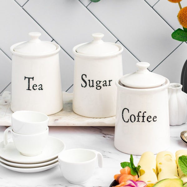 Kitchen Canisters Set of 3 Rustic Vintage Ceramic Home Style Carousel 2