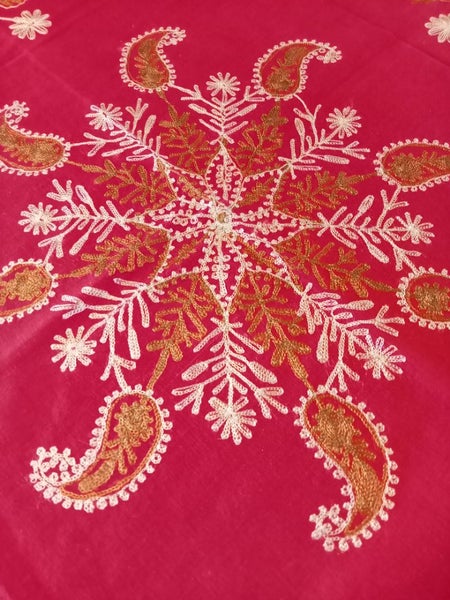 Lovely red cotton embroidered tablecloth Carousel 3