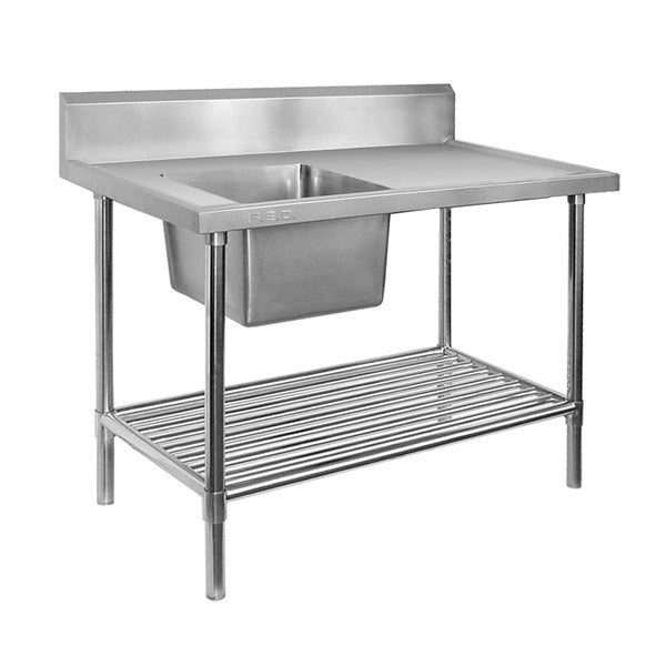 SSB6-2400L/A Single Left Sink Bench with Pot Undershelf Carousel 1