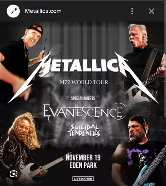 Metallica One Enhanced Experience VIP Ticket64394282337666112