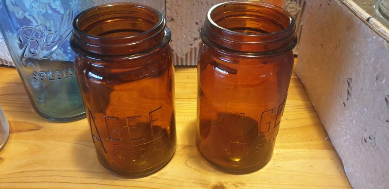 13 Agee Jars plus other old bottles and Jars.64291839142403111