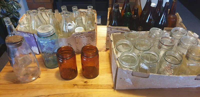 13 Agee Jars plus other old bottles and Jars.64291839142403113