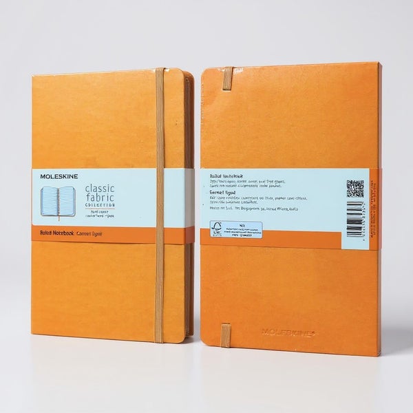 2 x Moleskine Large Ruled Notebooks – Orange or Yellow (pair) + Free Bic Eco Pen Carousel 2