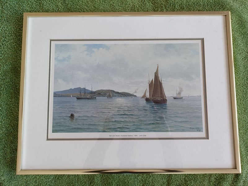Seascapes, HIGH QUALITY NZ PRINTS, x2 1) AUCKLAND HARBOUR 1895 & 2) HOWICK 1912 Carousel 2