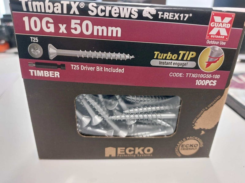 Timber Screws 10G x 50mmm Galvanised T17 C/Sunk Ecko TimbaTx Carousel 4