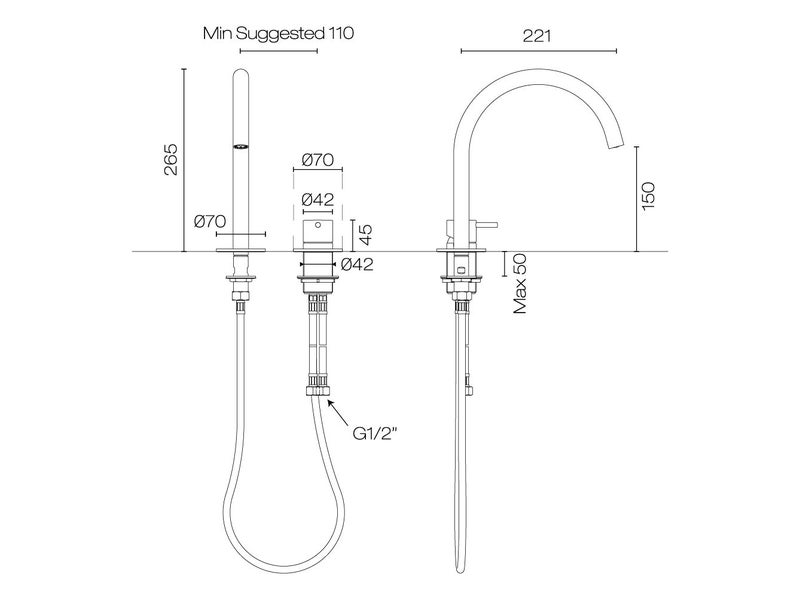 Buddy Round 2 Hole Mixer Brushed Brass PVD *Excess Stock* Was $1399 Carousel 3