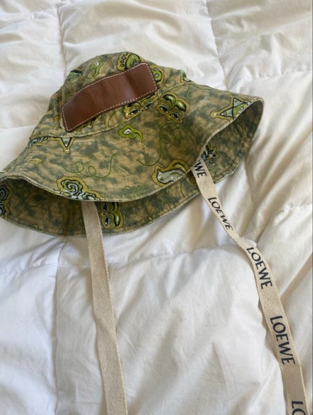 Loewe - Paula Ibiza Leather Appliqued Printed Cotton - Canvas Bucket Hat - Green64475438476803110