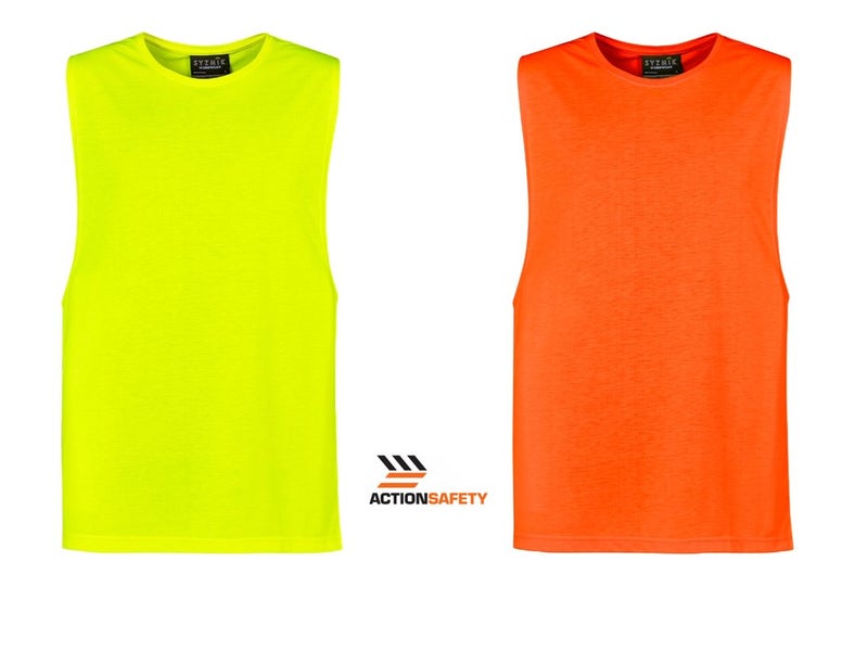 Syzmik Mens Hi Vis Sleeveless Tee - 2 Colours - Sizes XXS to 7XL Carousel 1