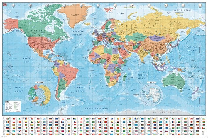 World Map ~ 2020 With Flags And Facts ~ Dorling Kindersley ~ Large Maxi Poster Carousel 1