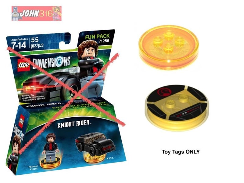 AWESOME LEGO DIMENSIONS TOY TAGS - KNIGHT RIDER (MICHAEL KNIGHT & K.I.T.T) Carousel 1