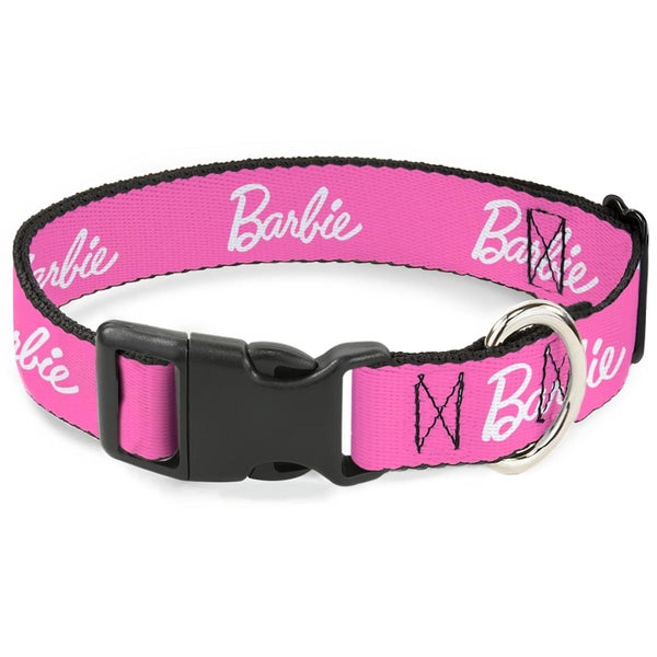 BARBIE: Signature Logo Pink / White - Plastic Clip Collar (0.5" Small) Carousel 1