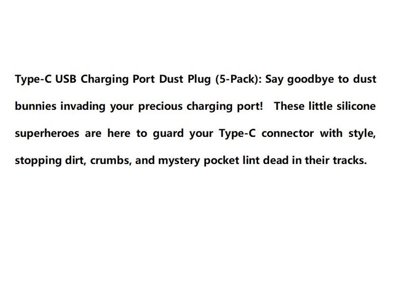 5 Pack Dust Plug Type-C USB Charging Port Protector Silicone Cover Clear Black Carousel 4