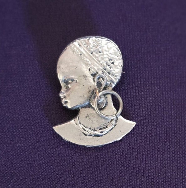 MidCentury silver plated African woman brooch - Varmly Design Carousel 1