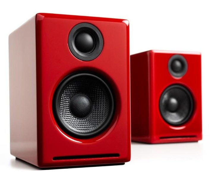 Audioengine A2+ Wireless Speakers Hi-Res Audio Bluetooth Bookshelf Speakers Red Carousel 1