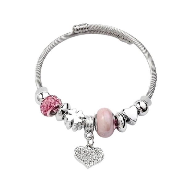 Elegant Heart Stainless Steel Asymmetrical Plated Bangle Carousel 1