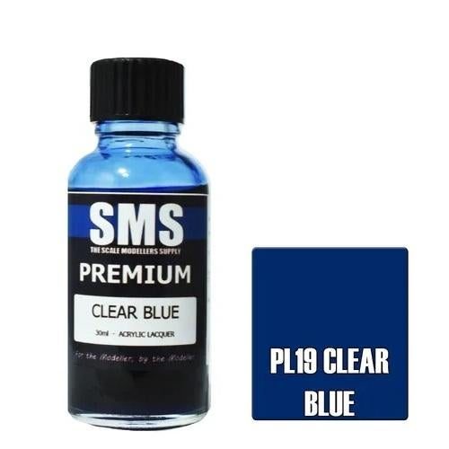 SMS: Acrylic Lacquer Airbrush Paint - Premium Clear Blue 30ml Carousel 1