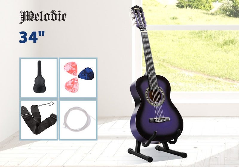 34'' Kids Acoustic Guitar Wooden Kids Gift Purple Carousel 2