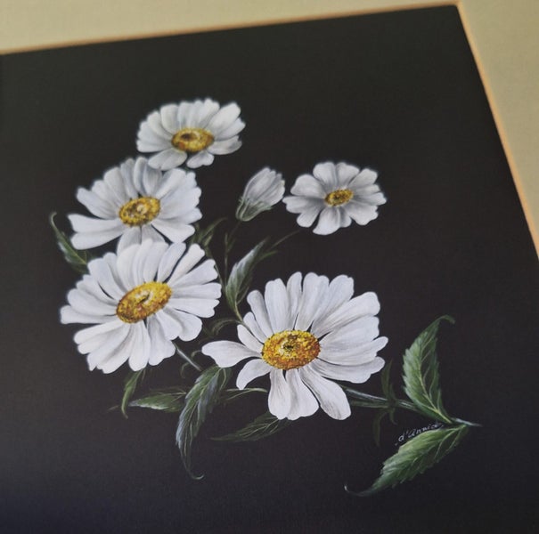 +++ ORIGINAL "D'ANNICK (E.B.A.P ) - DAISIES " PAINTING +++ Carousel 1
