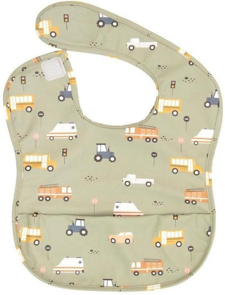 All4Ella: Recycled Pouch Bib - Trucks Carousel 1