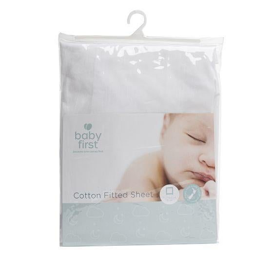 Baby First: Portacot Cotton Sheet - Fitted White Carousel 1