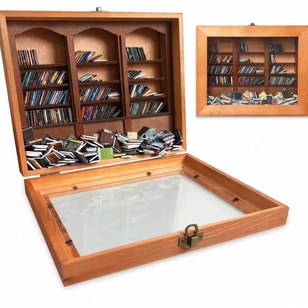 Anxiety Bookshelf Miniature Display Shelf,Contains 200 Miniature Book Models Carousel 1