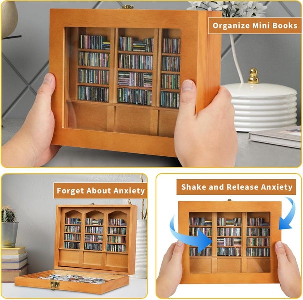 Anxiety Bookshelf Miniature Display Shelf,Contains 200 Miniature Book Models Carousel 2