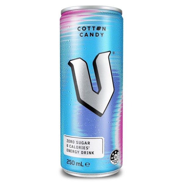 V Energy Drink Can Zero Sugar Cotton Candy 250ml (24 Pack) Carousel 1