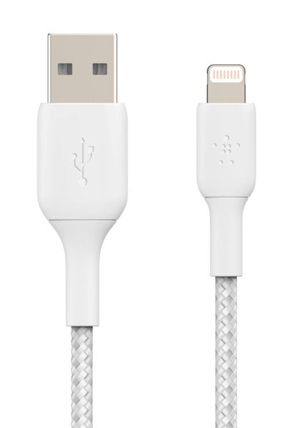 Belkin BoostUp Charge Lightning to USB-A Braided Cable, 2M - White Carousel 1
