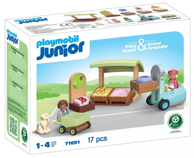 Playmobil: Junior - Organic Market Stall & Forklift (71691) Carousel 1