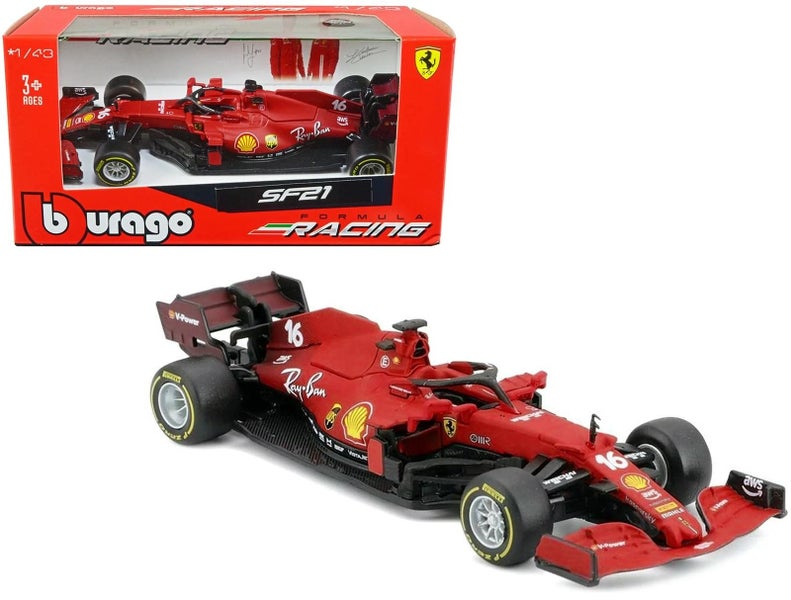 Bburago: 1:43 Diecast Vehicle - Ferrari Racing (SF21 #16 Carlos Sainz) Carousel 1