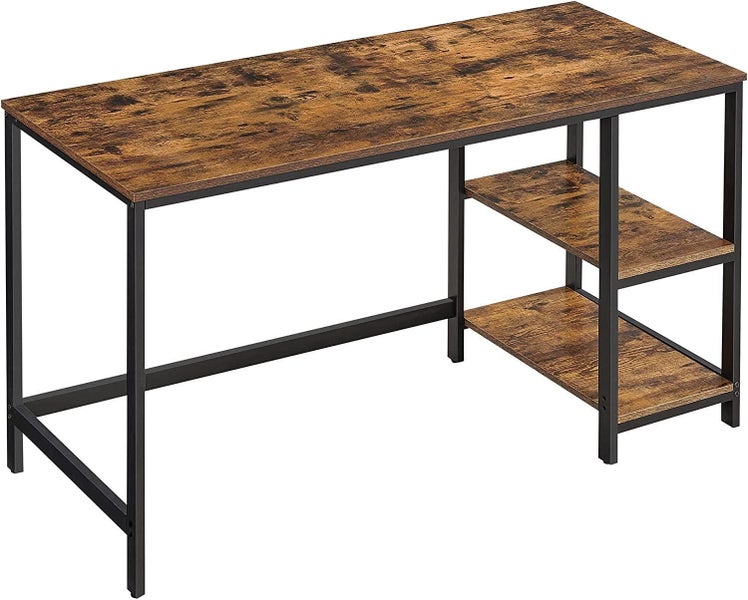 Vasagle 55" Computer Desk with 2 Shelves - Rustic Brown Carousel 1