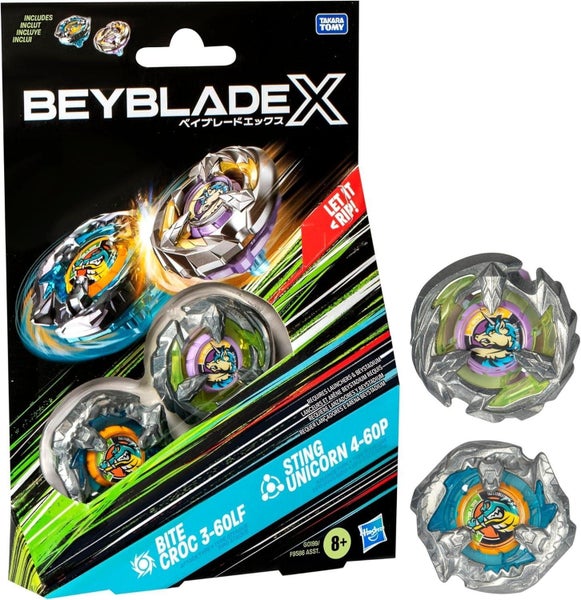 Beyblade X: Booster Double Pack- Bite Croc 3-60LF v Sting Unicorn 4-60P Carousel 1
