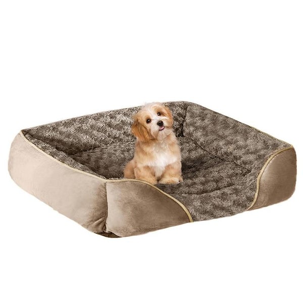 ZOOMIES Rectangle Washable Dog Bed - Beige Carousel 1