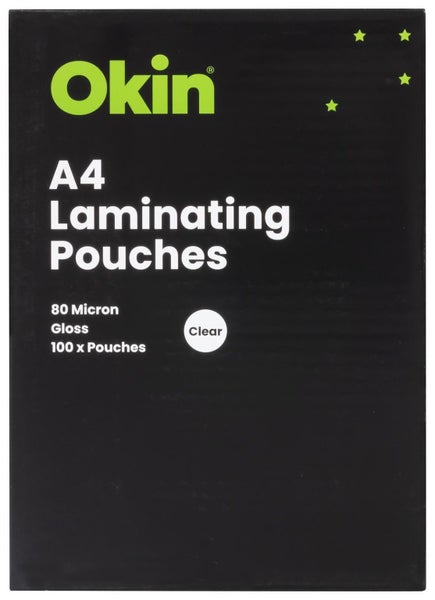 Okin: Laminating Pouches - A4 Gloss 80mic (Pack 100) Carousel 1