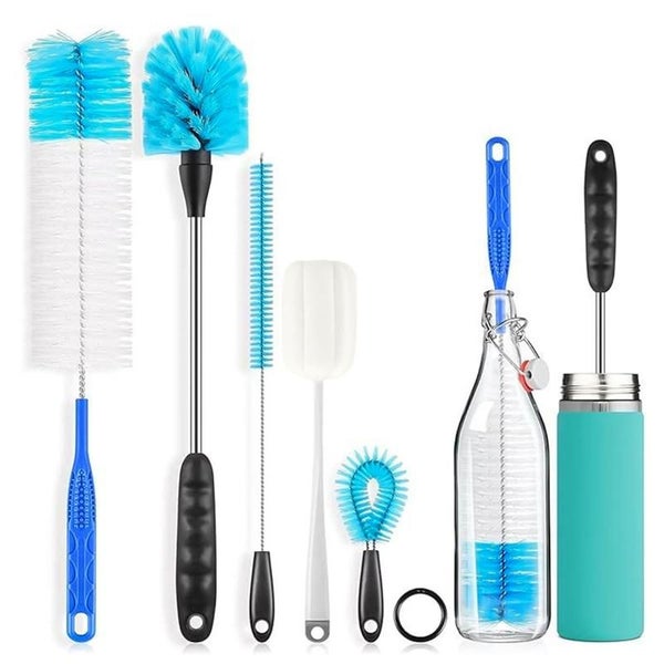 CLEANFOK 5-Pack Stainless Steel Long Handled Bottle Brush Set Carousel 1