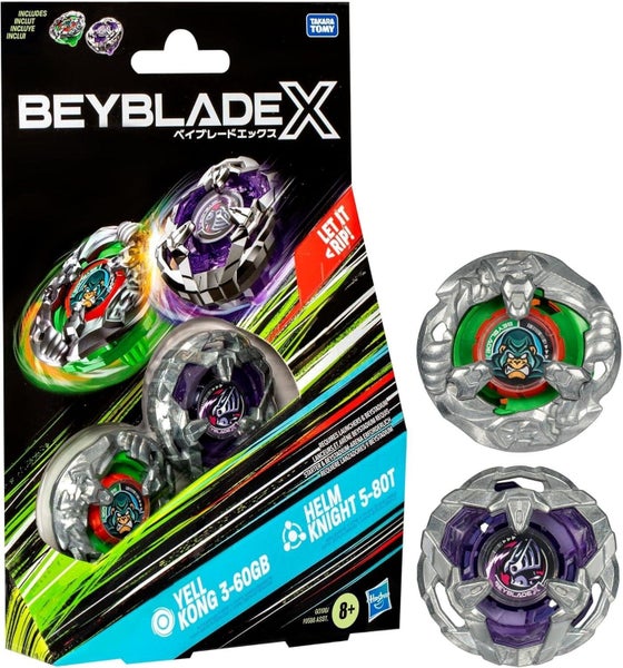 Beyblade X: Booster Double Pack- Yell Kong 3-60GB v Helm Knight 5-80T Carousel 1