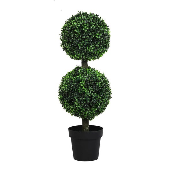 Lambu Artificial Topiary Trees 2-Ball Fake Plants Potted for Porch Home Decor Carousel 1
