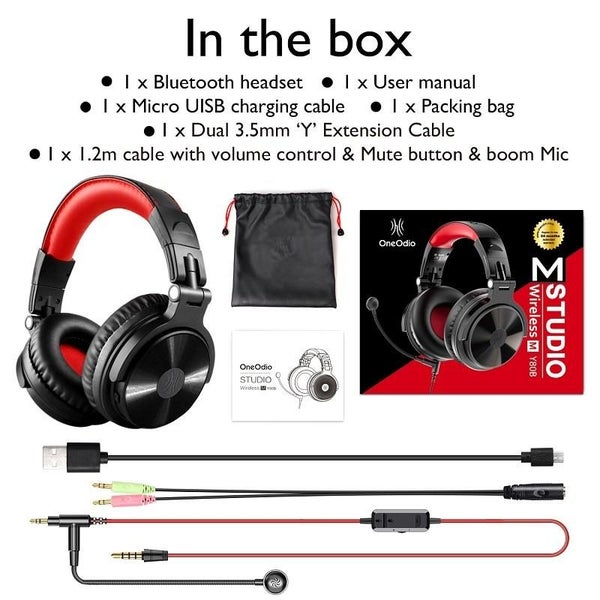 Wireless Gaming Headset Black & Red Carousel 2