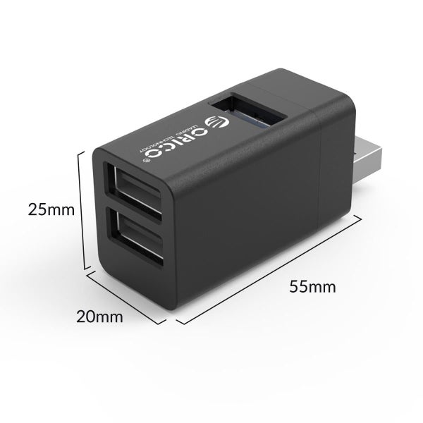 3 In 1 Usb Aluminum Mini Hub Adapter Black Carousel 2
