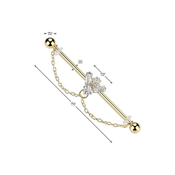 CZ Bee Industrial Barbell with Double Chain Dangle. Carousel 4