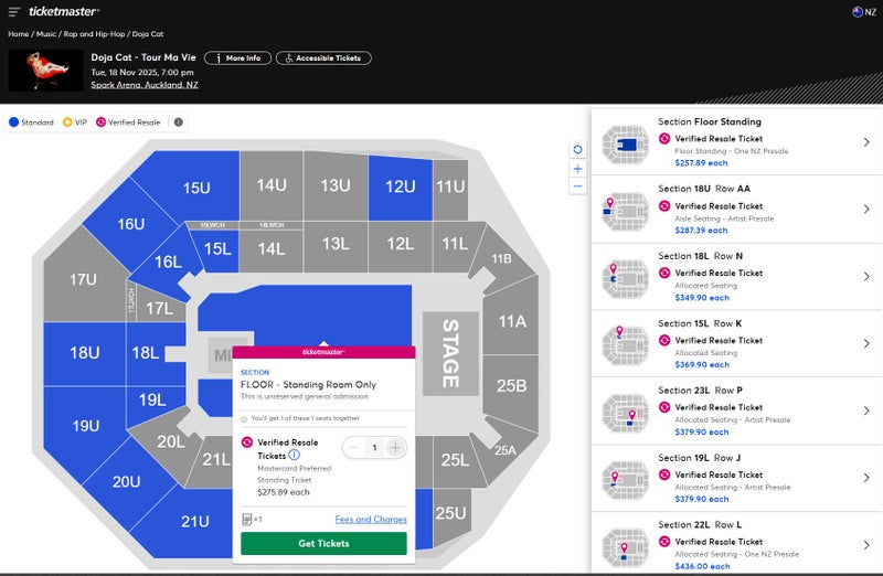 Doja Cat - Tour Ma Vie - 1x Floor Standing Ticket - Auckland Nov 18th64304253332225110