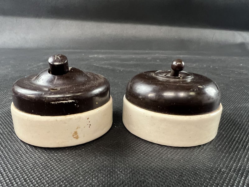 Pair of Vintage Bakelite & Ceramic Rotary Light Switches – England - Lot W726 Carousel 2