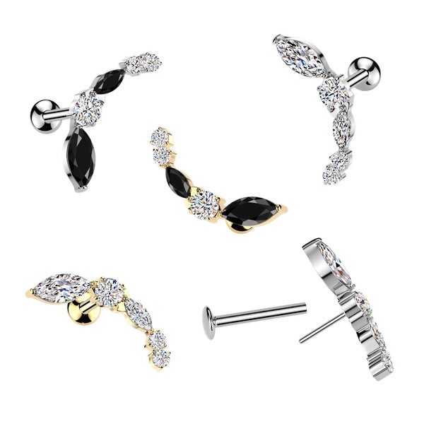 NEW IN: Threadless Push In Convex Labret Stud with Different Shape CZ Top. Carousel 2