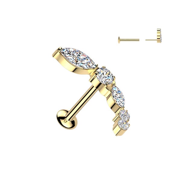 NEW IN: Threadless Push In Convex Labret Stud with Different Shape CZ Top. Carousel 1