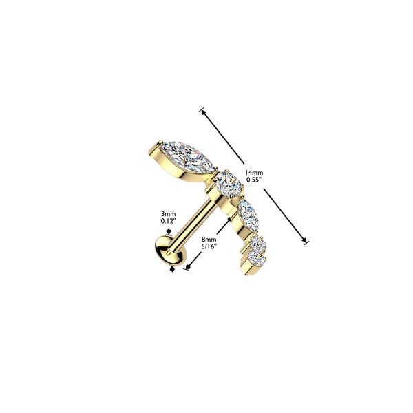 NEW IN: Threadless Push In Convex Labret Stud with Different Shape CZ Top. Carousel 6